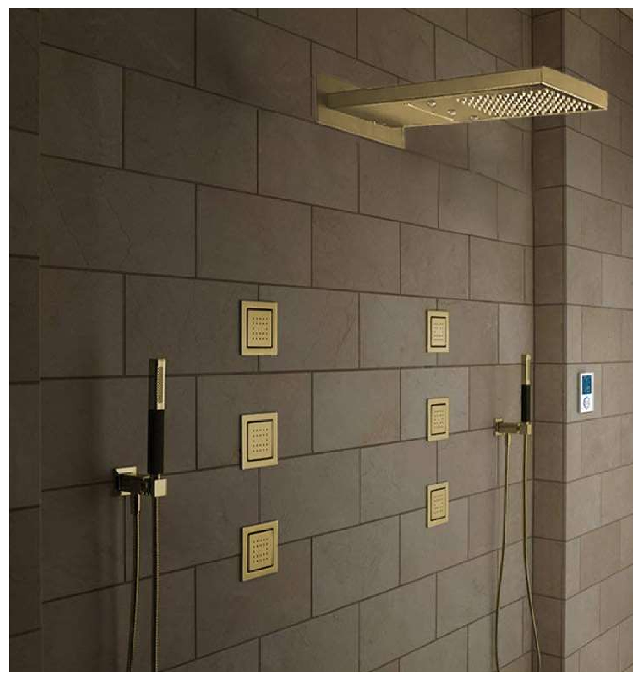Lano 22" Contemporary Gold Finish Water Powered Led Shower Head